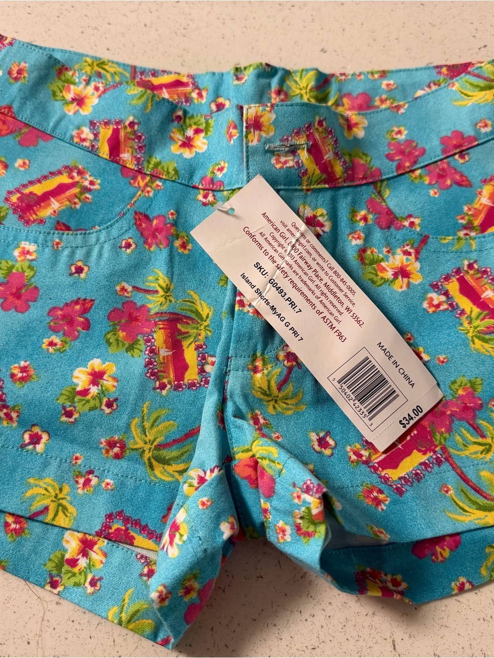 American Girl Turquoise Floral Print Shorts
